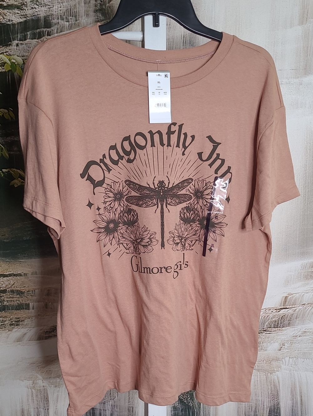 New! Gilmore Girls Dragonfly Inn Womens XL tan short sleeve graphic Tshirt